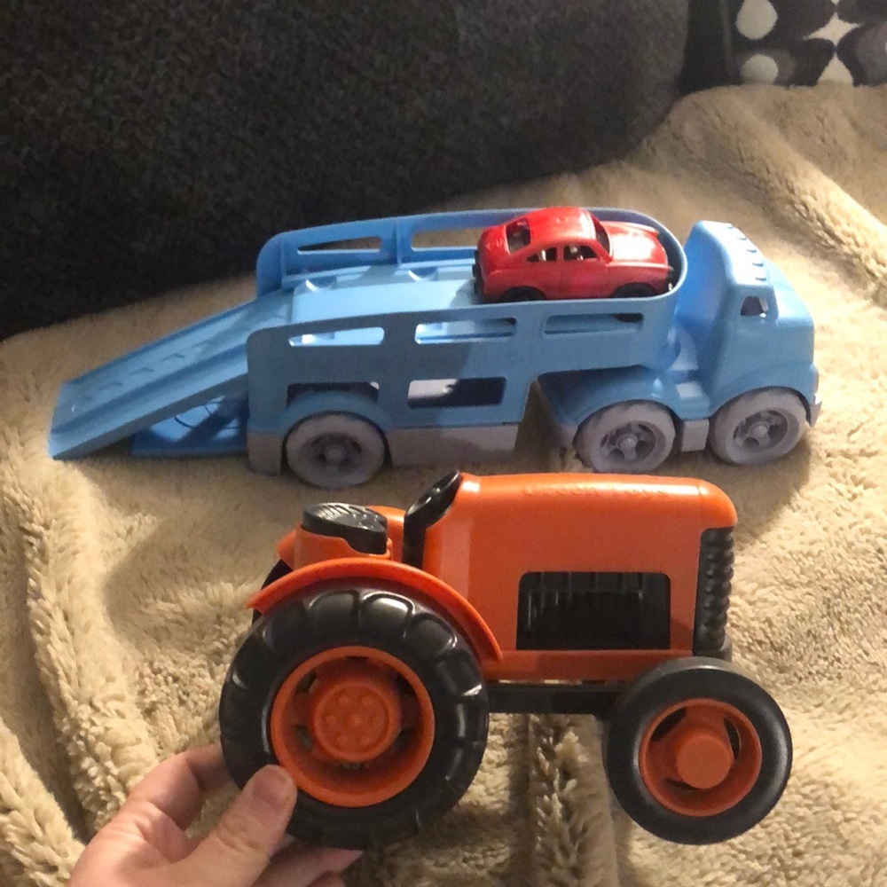 Green Toys Car Carrier and Tractor